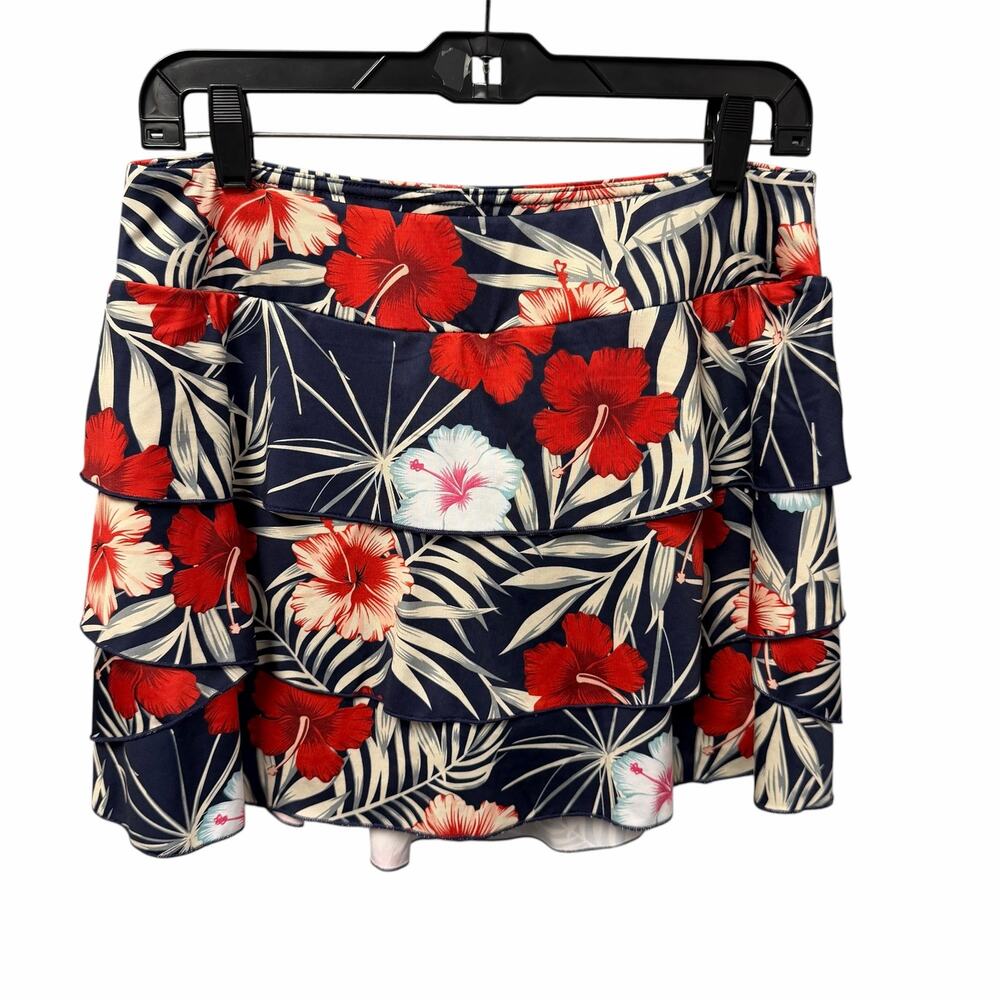Kyodan Tennis Tiered Ruffled Floral Hibiscus Print Athletic Skort Womens Medium